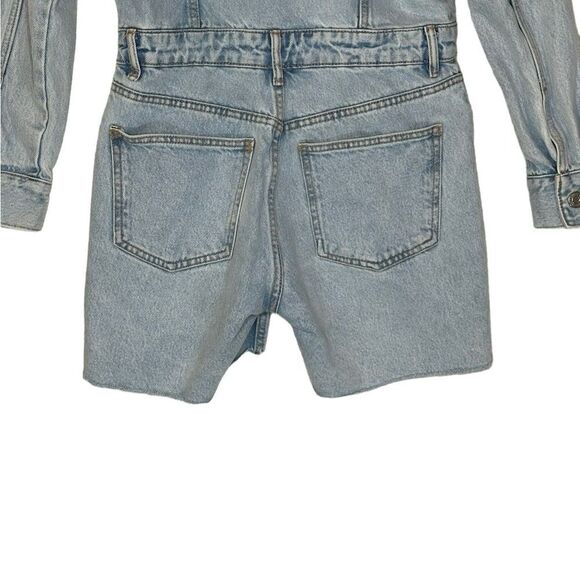 Zara Denim Jumpsuit Long Sleeve Shorts | Size S - Picture 9 of 11